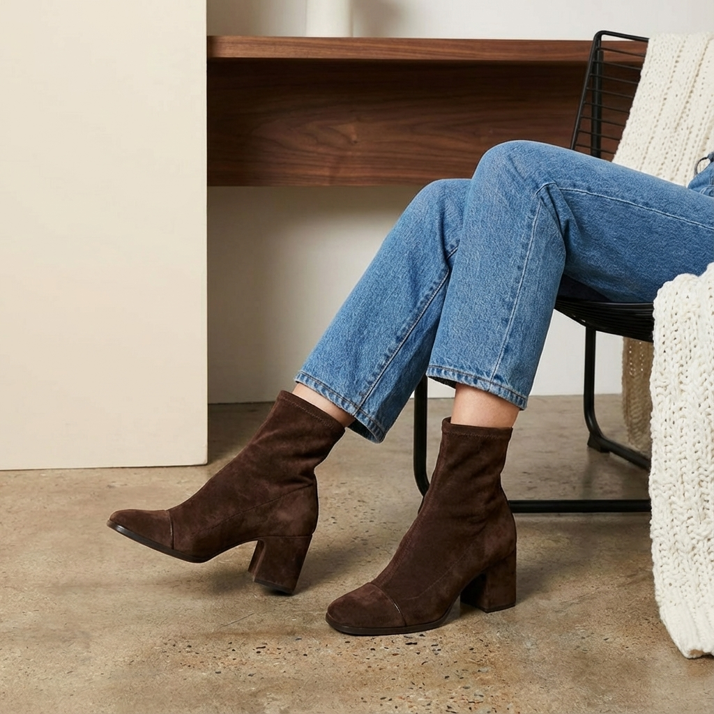 Women’s Suede-Style Heeled Ankle Boots