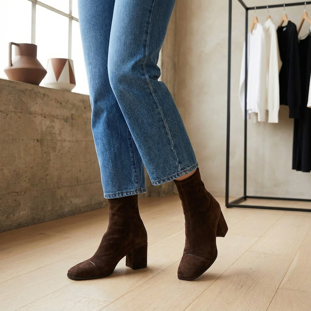 Women’s Suede-Style Heeled Ankle Boots