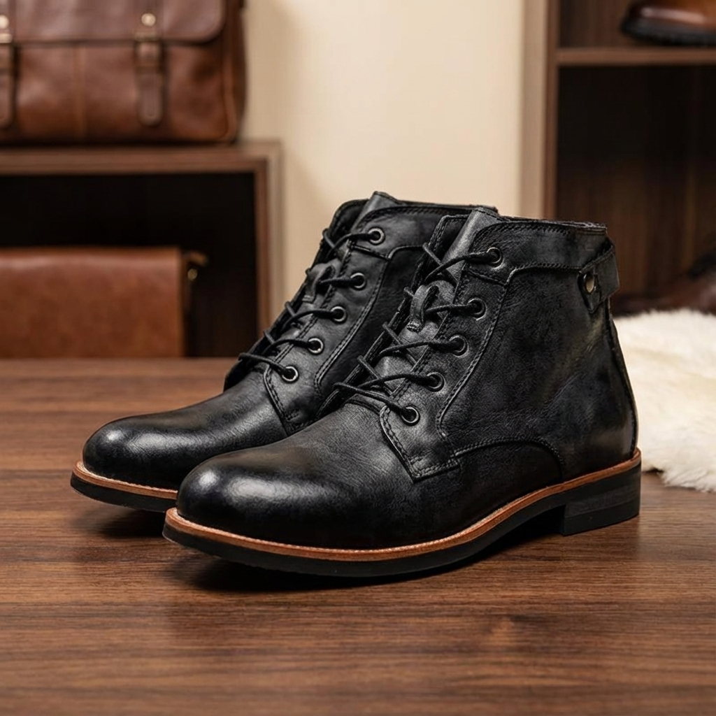 Men’s Lace-Up Casual Leather-Style Boots