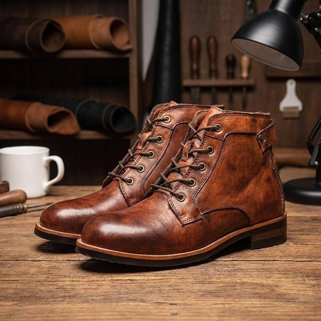 Men’s Lace-Up Casual Leather-Style Boots