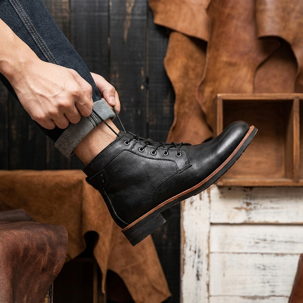 Men’s Lace-Up Casual Leather-Style Boots