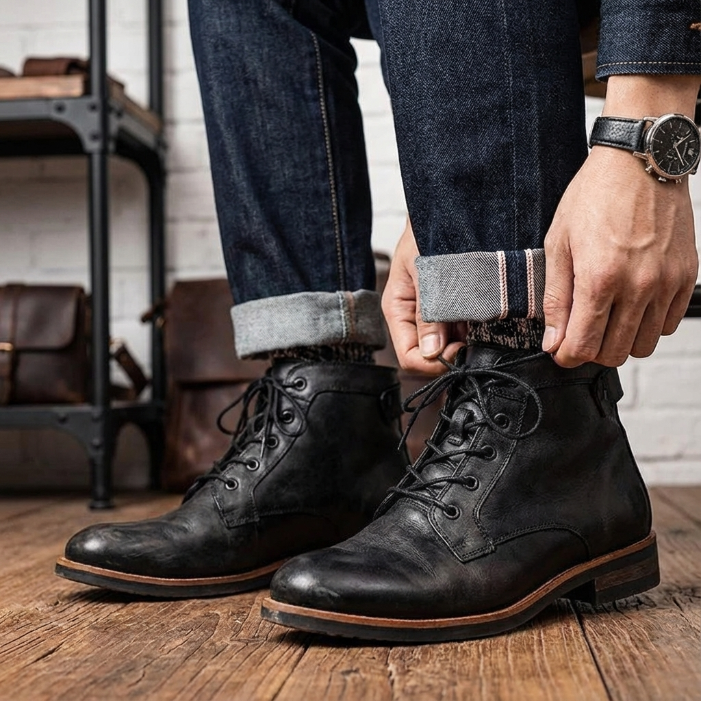 Men’s Lace-Up Casual Leather-Style Boots